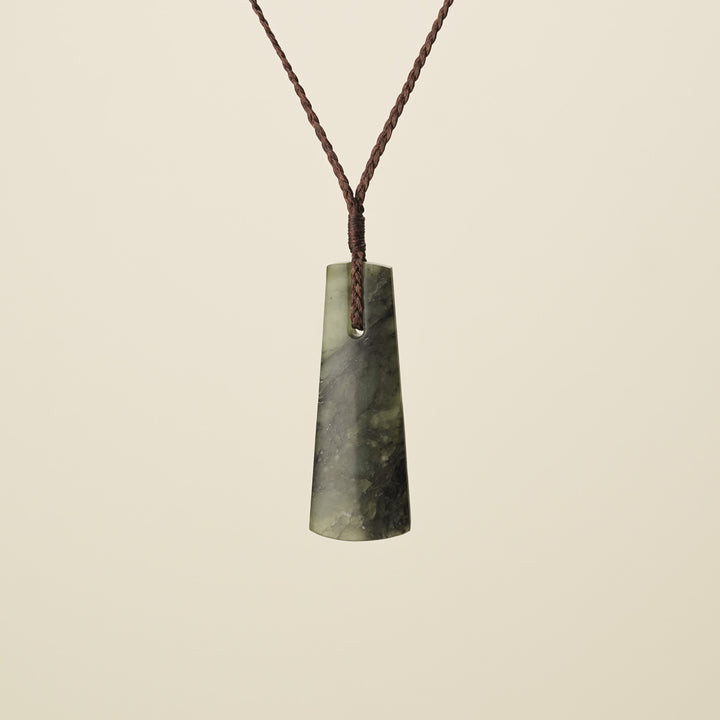 Toki Kōkopu Pounamu Medium Large Pendant, Brown Binding