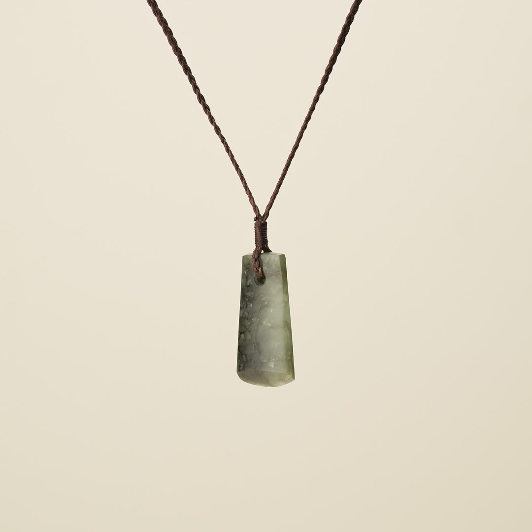 Toki Matte Kōkopu Pounamu Small Pendant, Brown Binding