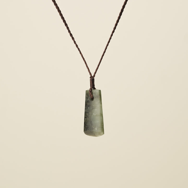 Toki Matte Kōkopu Pounamu Small Pendant, Brown Binding