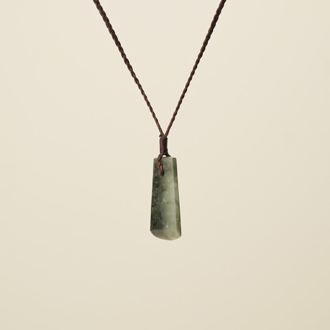 Toki Matte Kōkopu Pounamu Small Pendant, Brown Binding