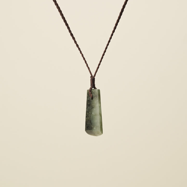 Toki Matte Kōkopu Pounamu Small Pendant, Brown Binding