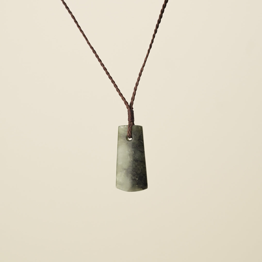 Toki Matte Kōkopu Pounamu Small Pendant, Brown Binding