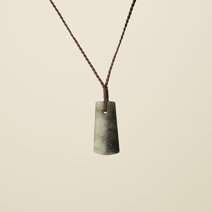 Toki Matte Kōkopu Pounamu Small Pendant, Brown Binding