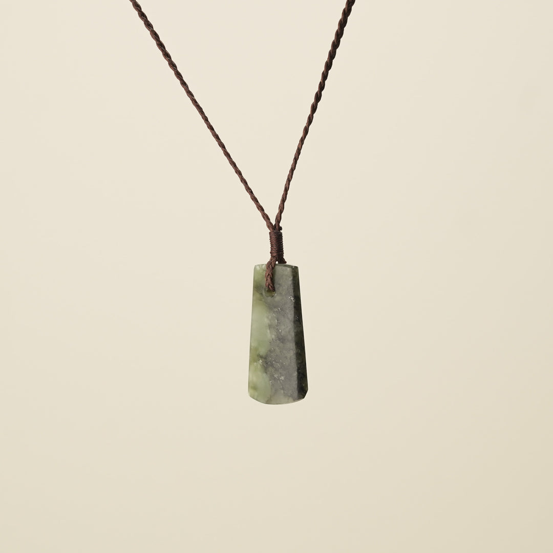 Toki Matte Kōkopu Pounamu Small Pendant, Brown Binding