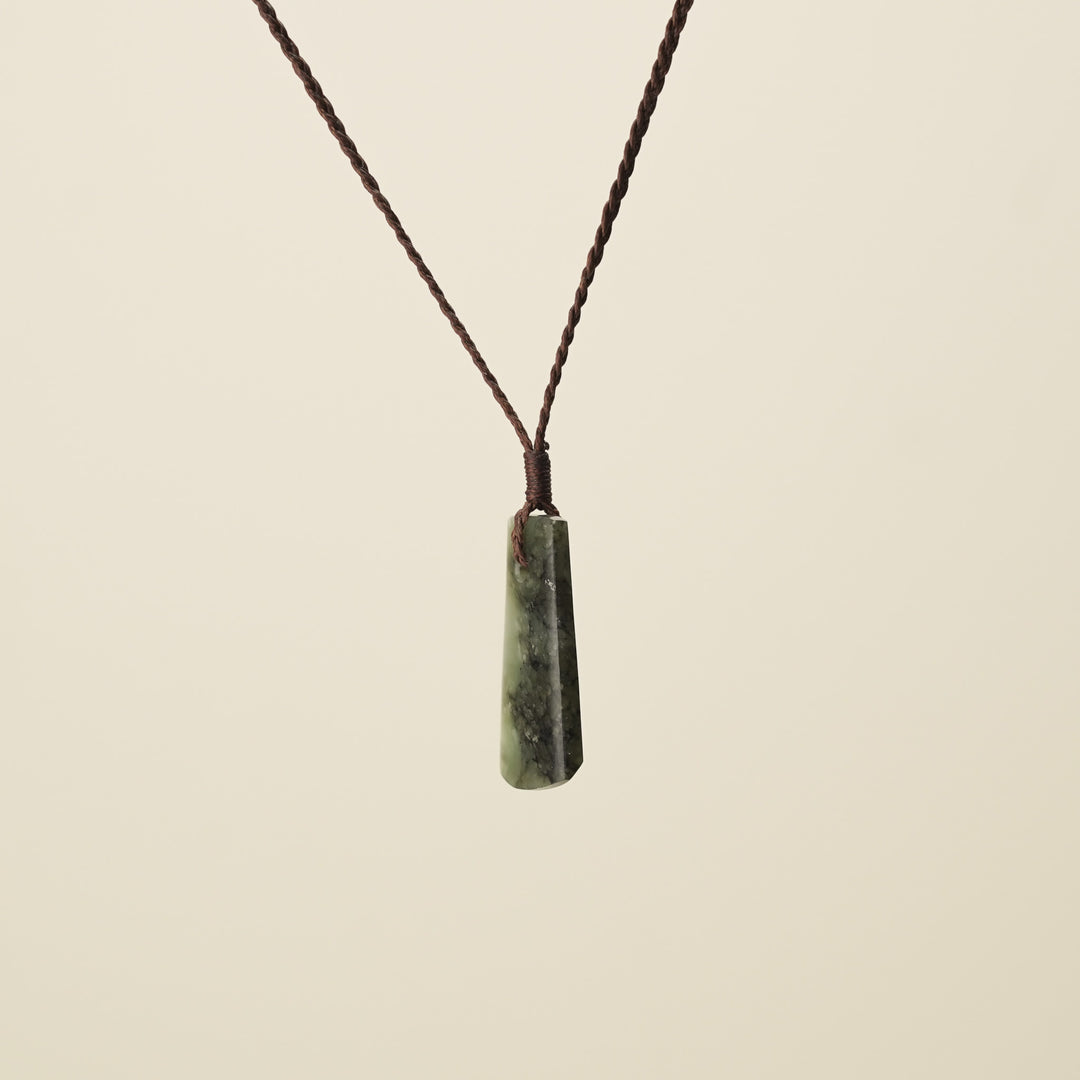Toki Matte Kōkopu Pounamu Small Pendant, Brown Binding