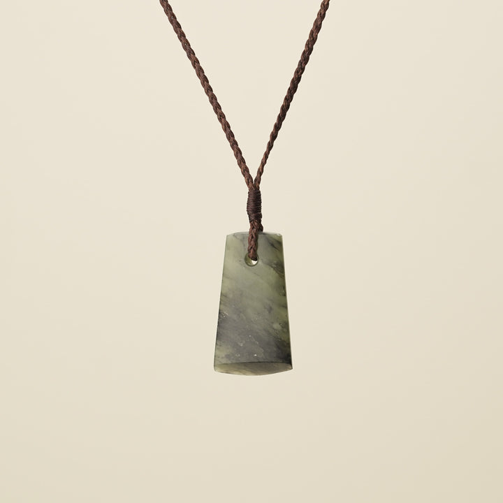 Toki Kōkopu Pounamu Small Pendant, Brown Binding