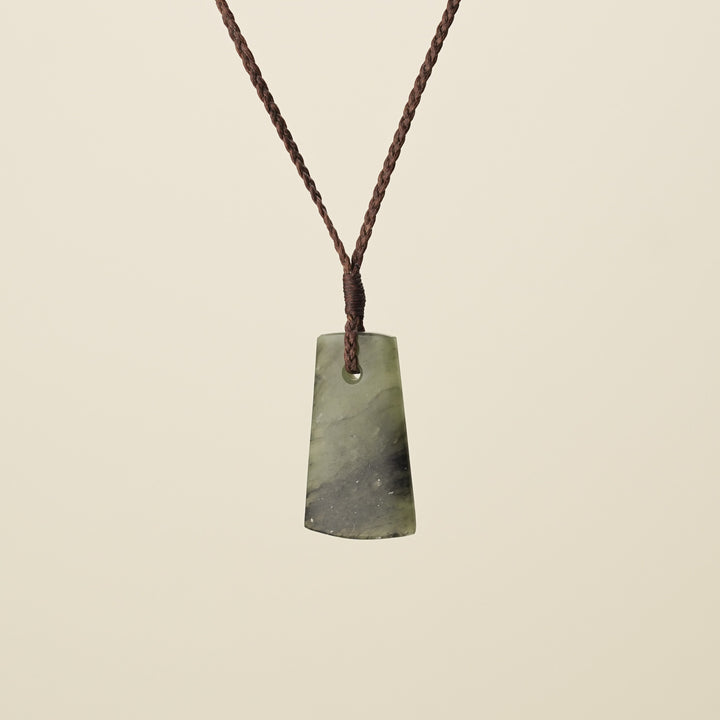 Toki Kōkopu Pounamu Small Pendant, Brown Binding