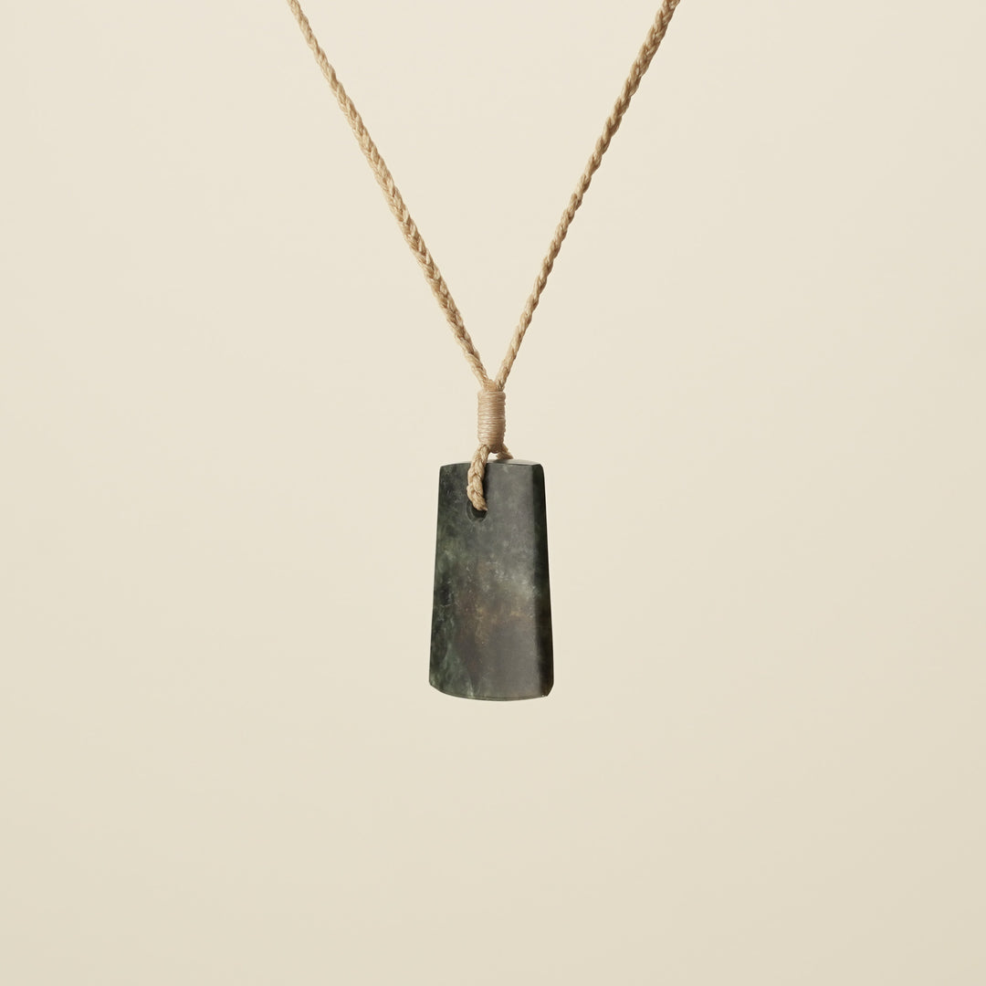 Toki Totoweka Pounamu Small Pendant, Tan Binding