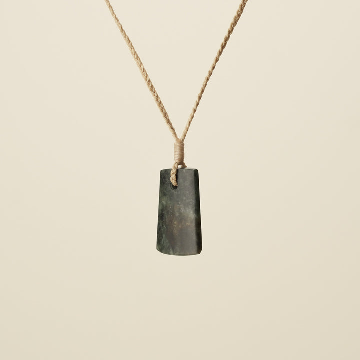 Toki Totoweka Pounamu Small Pendant, Tan Binding
