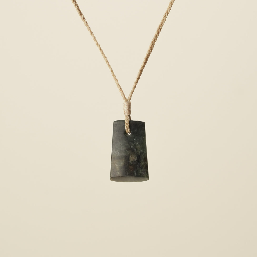 Toki Totoweka Pounamu Small Pendant, Tan Binding