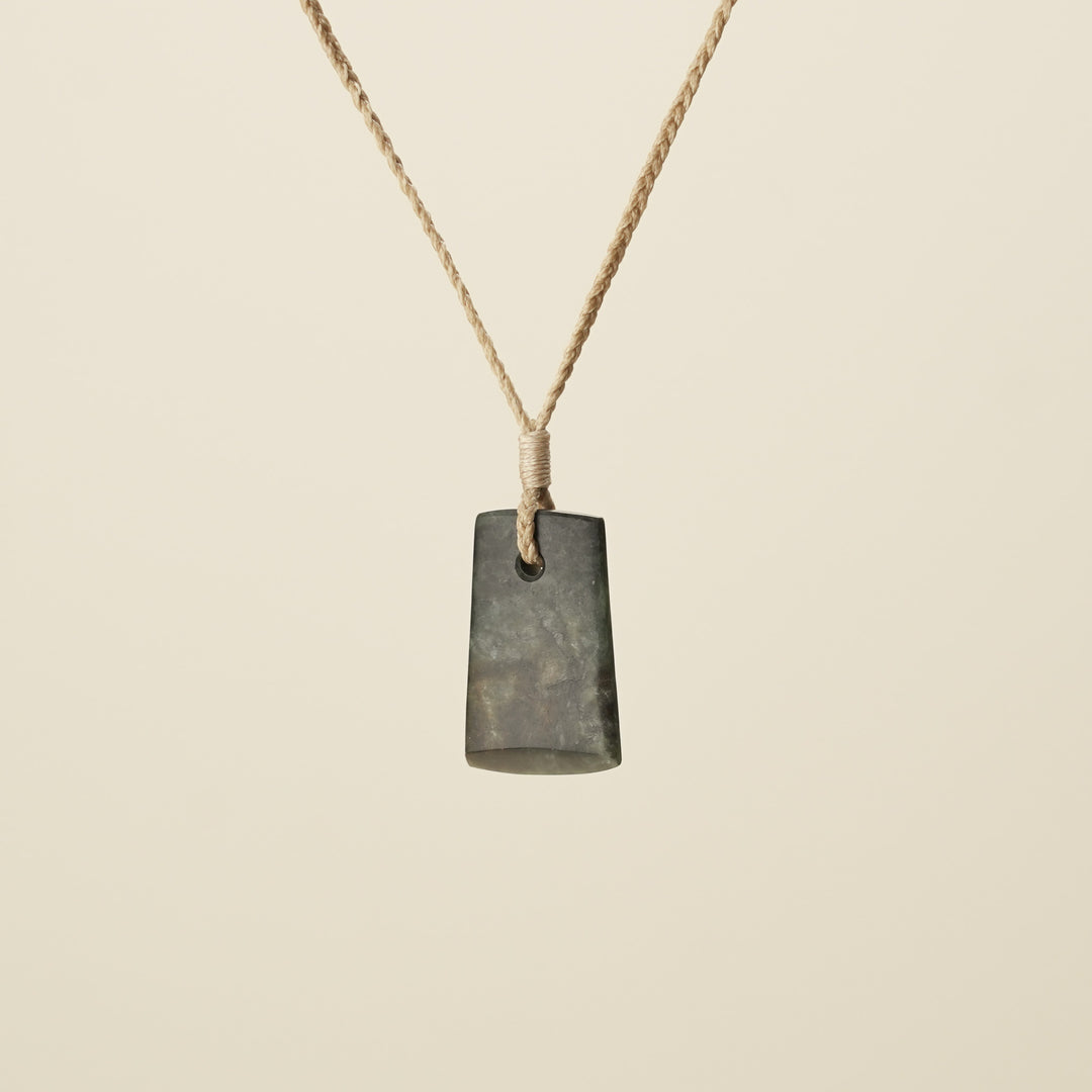 Toki Totoweka Pounamu Small Pendant, Tan Binding