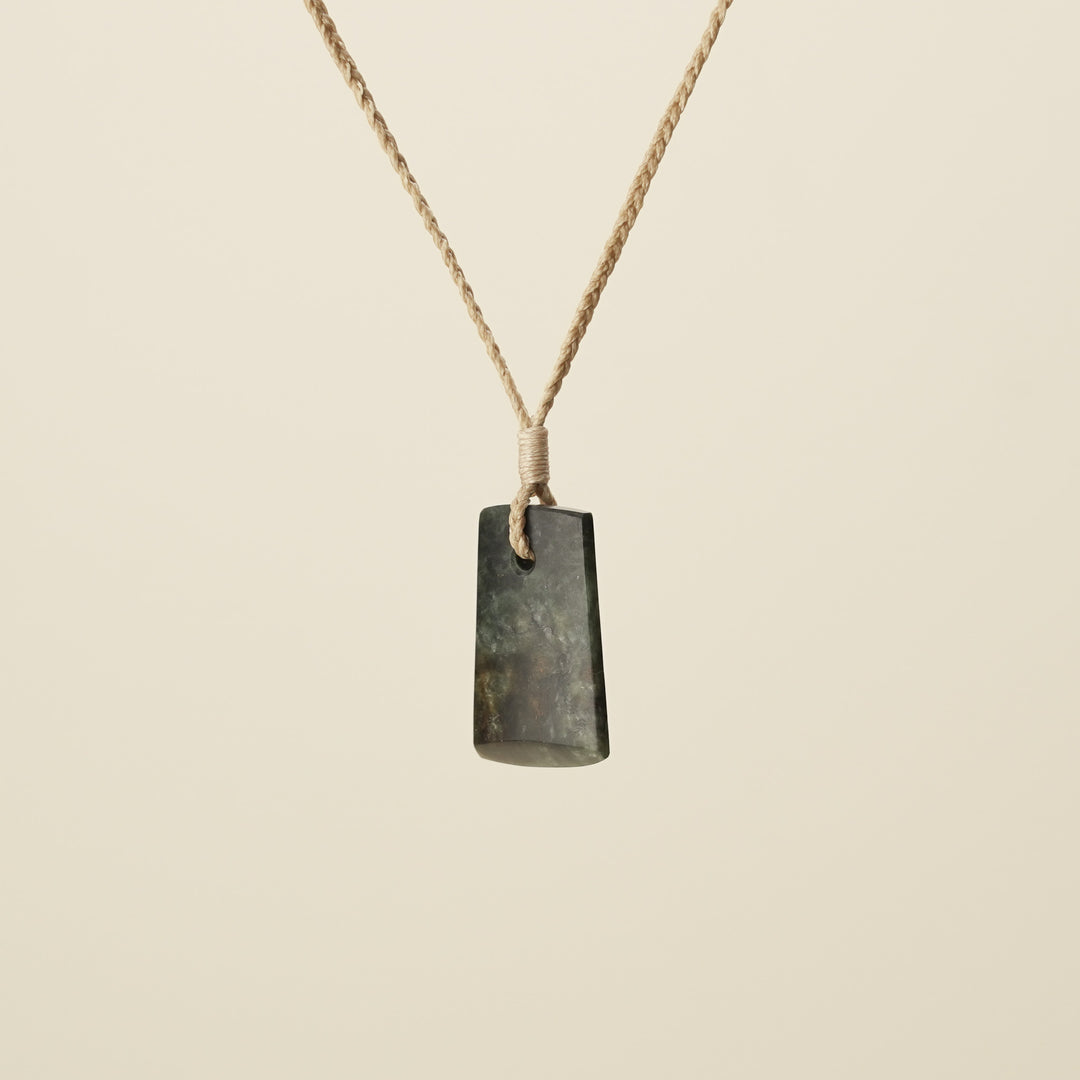 Toki Totoweka Pounamu Small Pendant, Tan Binding