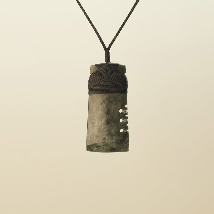 Notched Toki Kawakawa Large Pounamu Pendant