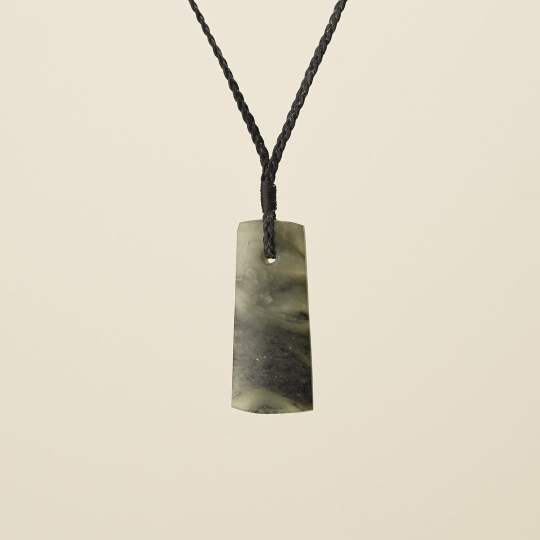 Toki Kōkopu Pounamu Small Medium Pendant, Black Binding