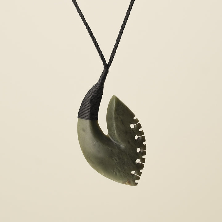 Hei Matau Bound Notched Kōkopu Large Pendant