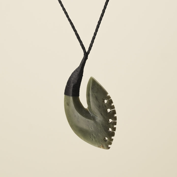 Hei Matau Bound Notched Kōkopu Large Pendant