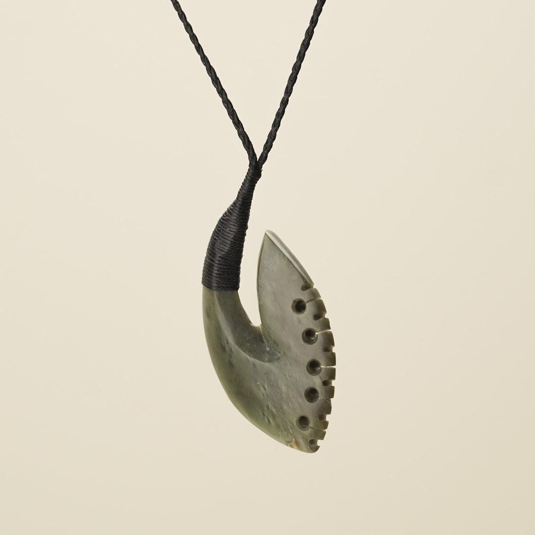 Hei Matau Bound Notched Kōkopu Large Pendant