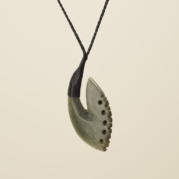 Hei Matau Bound Notched Kōkopu Large Pendant