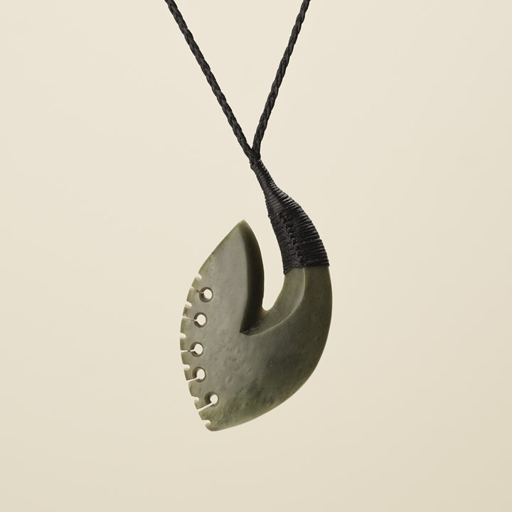 Hei Matau Bound Notched Kōkopu Large Pendant