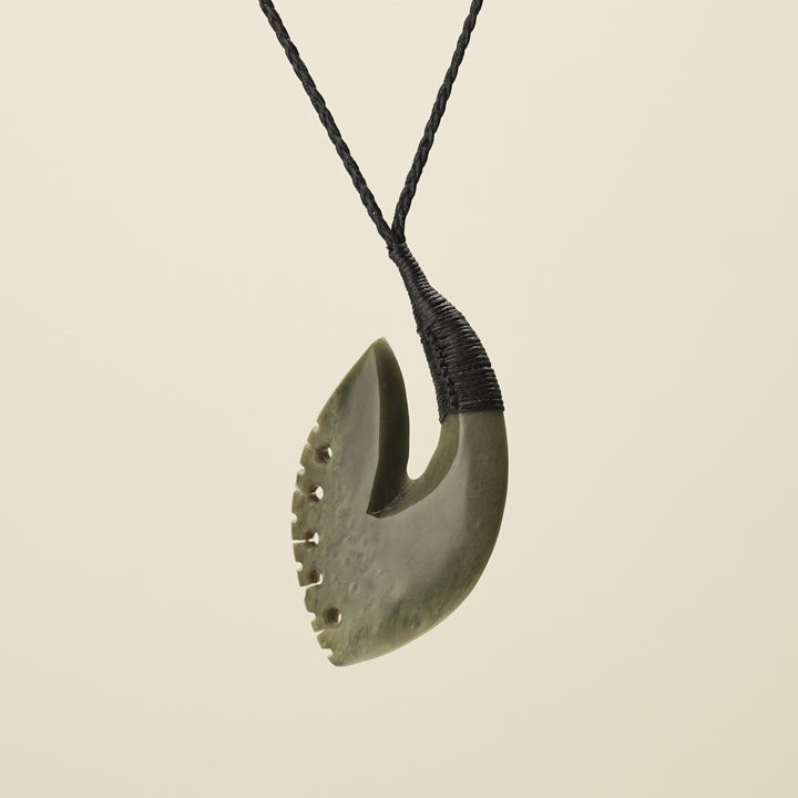 Hei Matau Bound Notched Kōkopu Large Pendant