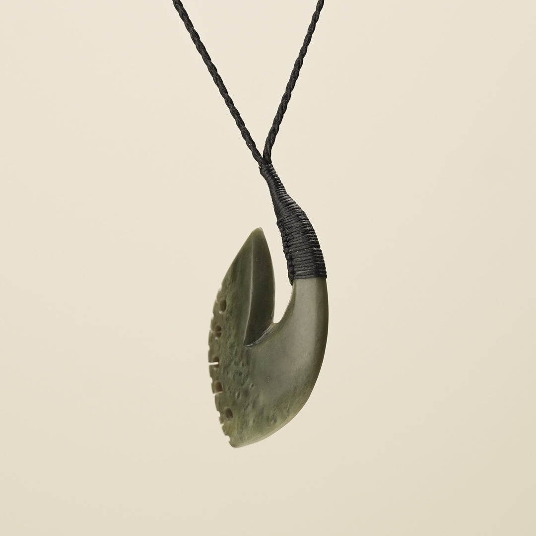 Hei Matau Bound Notched Kōkopu Large Pendant