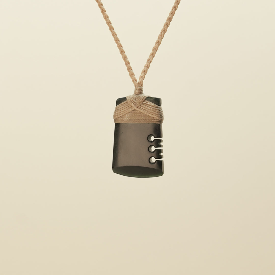 Notched Toki Kawakawa Small Pounamu Pendant