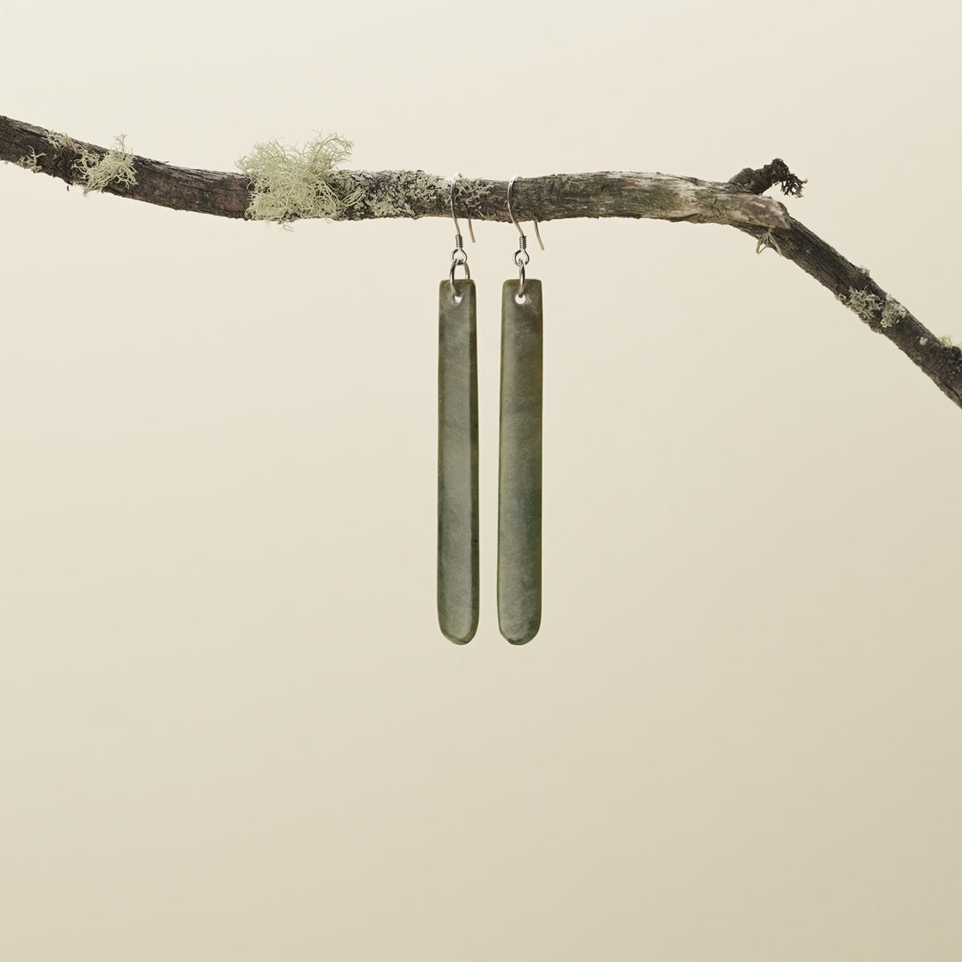 Large Roimata Raukaraka Pounamu Earrings