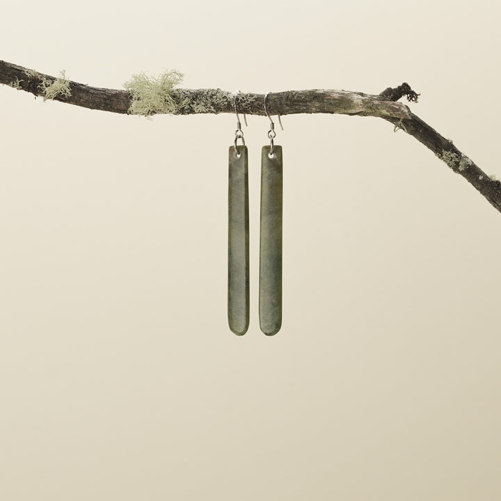 Large Roimata Raukaraka Pounamu Earrings