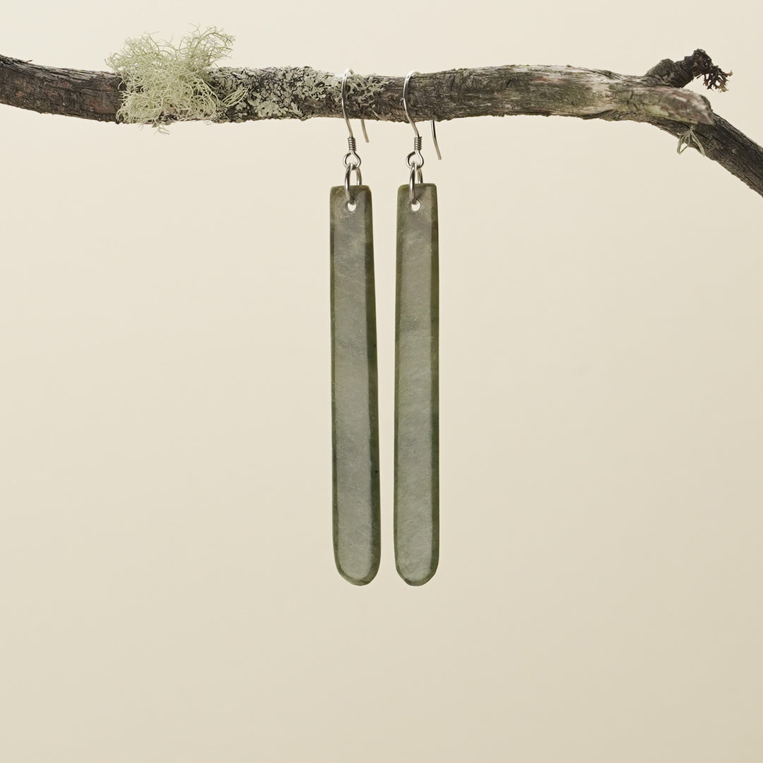 Large Roimata Raukaraka Pounamu Earrings