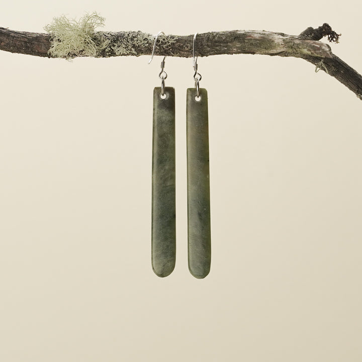 Large Roimata Raukaraka Pounamu Earrings