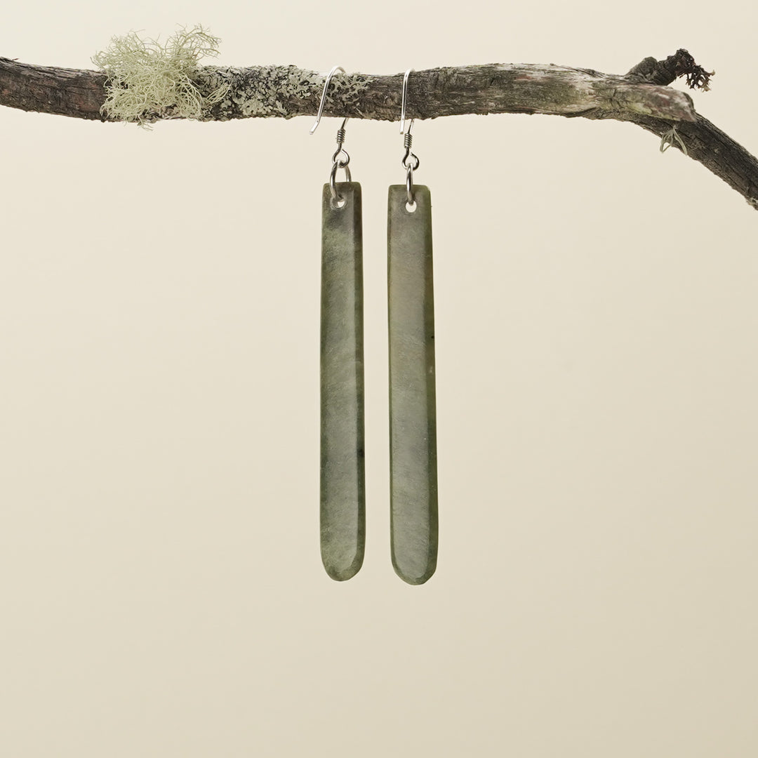 Large Roimata Raukaraka Pounamu Earrings