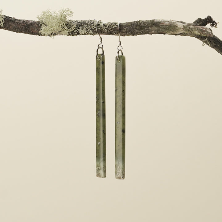 Large Roimata Kahurangi Inanga Pounamu Earrings