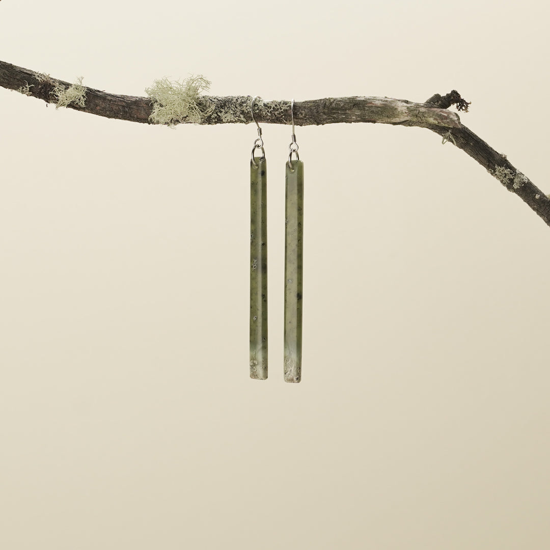 Large Roimata Kahurangi Inanga Pounamu Earrings