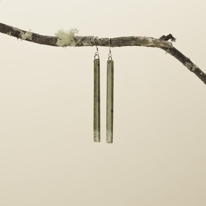 Large Roimata Kahurangi Inanga Pounamu Earrings