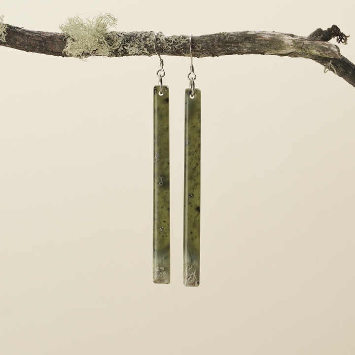 Large Roimata Kahurangi Inanga Pounamu Earrings