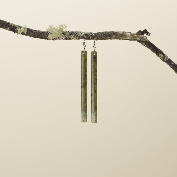 Large Roimata Kahurangi Inanga Pounamu Earrings