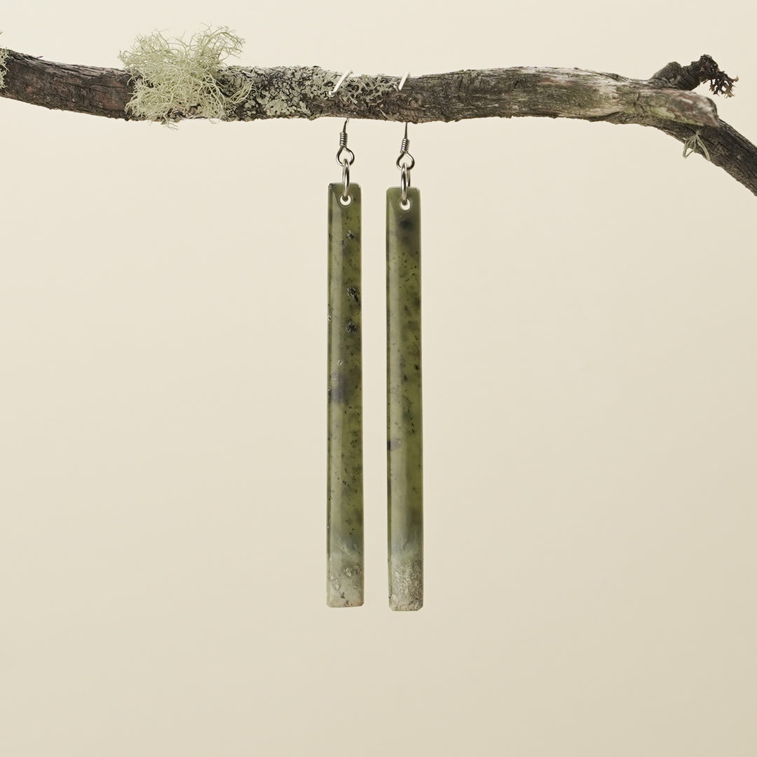Large Roimata Kahurangi Inanga Pounamu Earrings