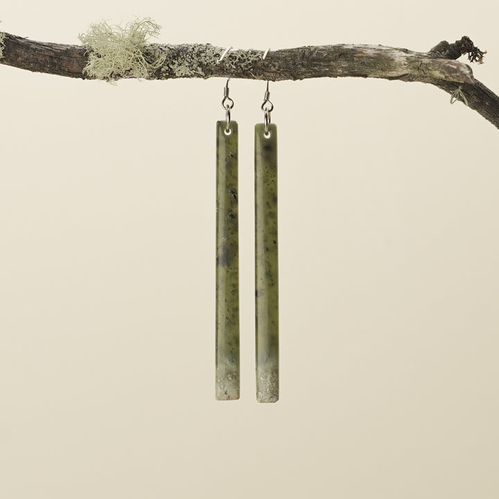 Large Roimata Kahurangi Inanga Pounamu Earrings