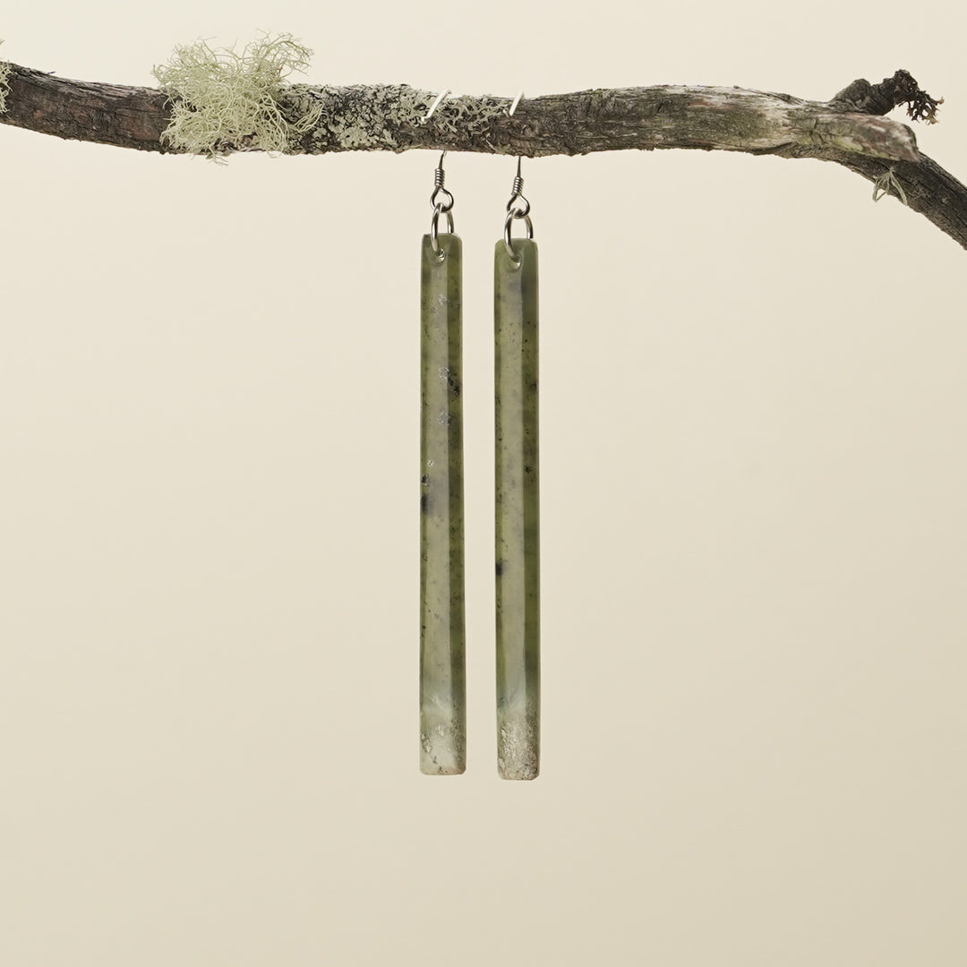 Large Roimata Kahurangi Inanga Pounamu Earrings