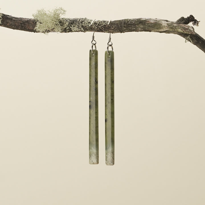 Large Roimata Kahurangi Inanga Pounamu Earrings