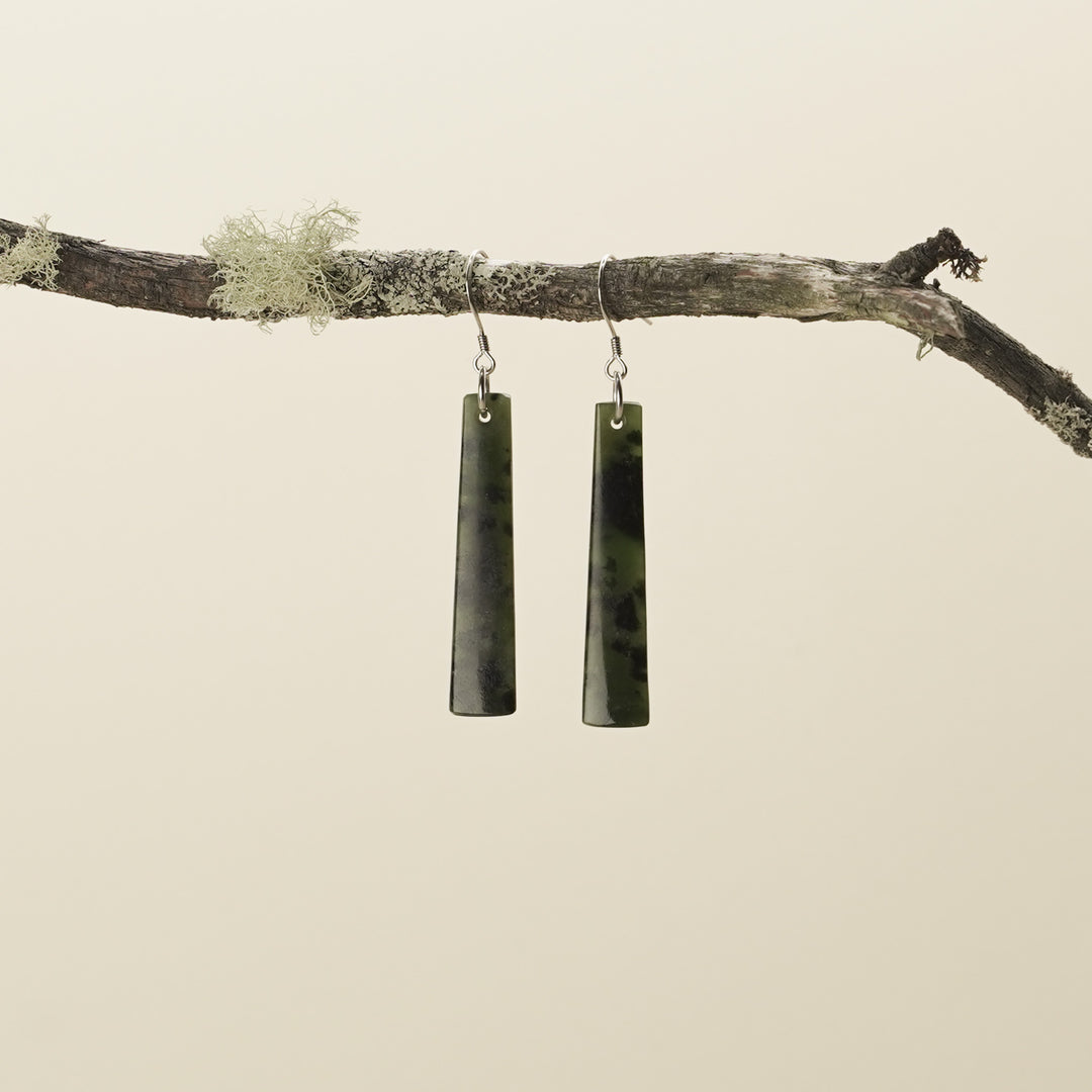 Drop Kawakawa Pounamu Small Medium Earrings 40mm