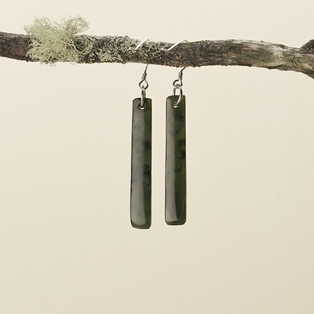 Drop Kawakawa Pounamu Small Medium Earrings 40mm