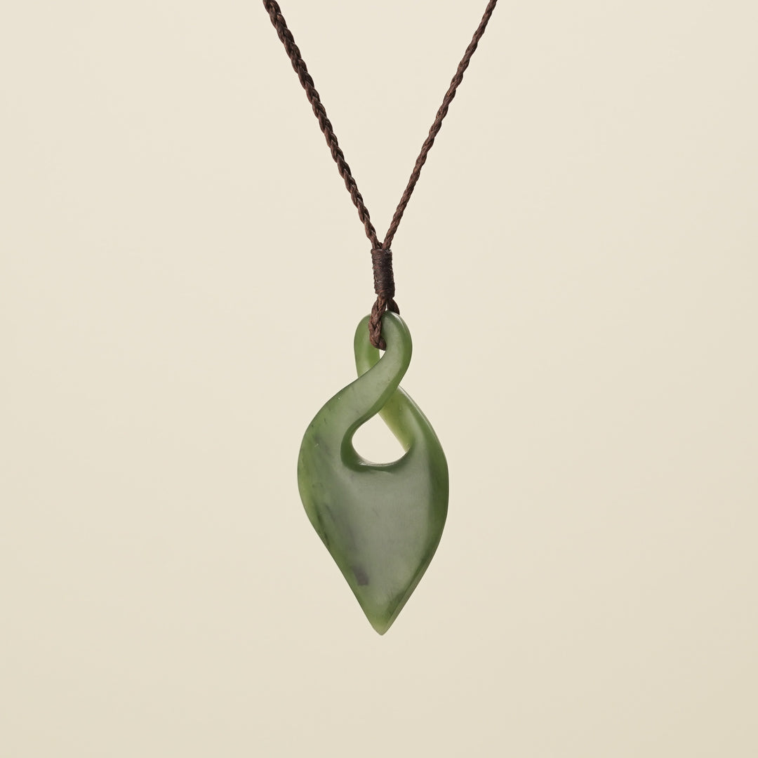 Pikorua Kawakawa Pounamu Large, Brown Binding