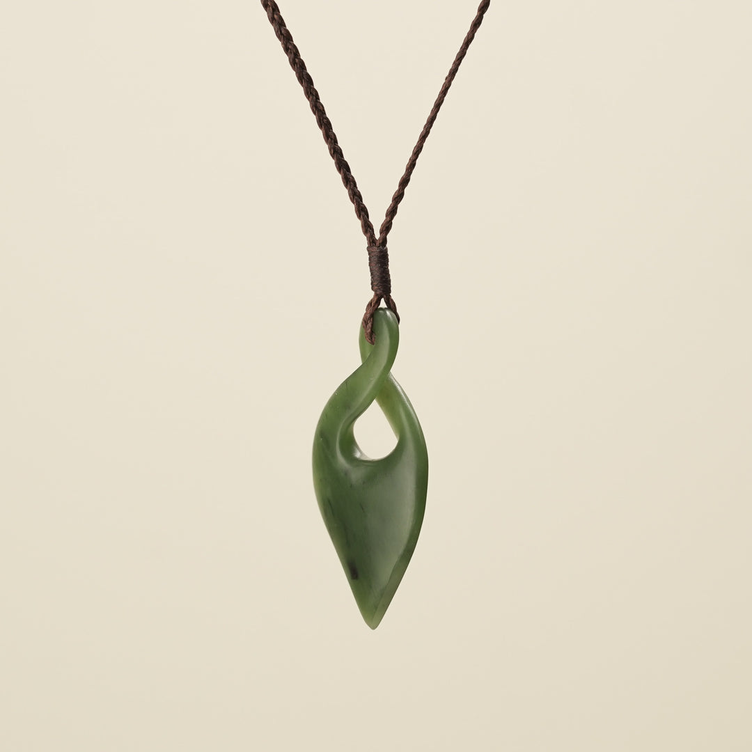 Pikorua Kawakawa Pounamu Large, Brown Binding