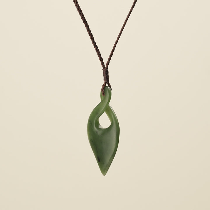 Pikorua Kawakawa Pounamu Large, Brown Binding