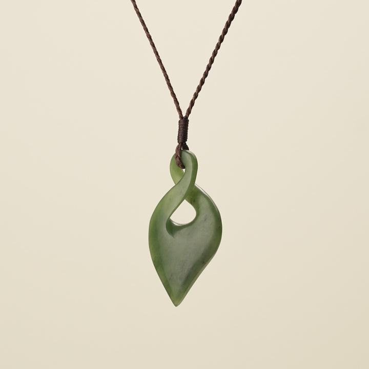 Pikorua Kawakawa Pounamu Large, Brown Binding