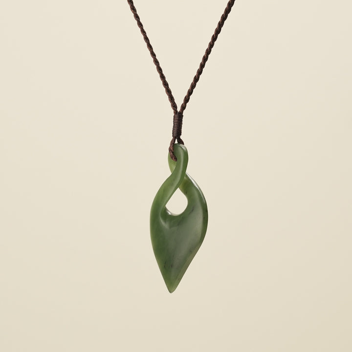 Pikorua Kawakawa Pounamu Large, Brown Binding