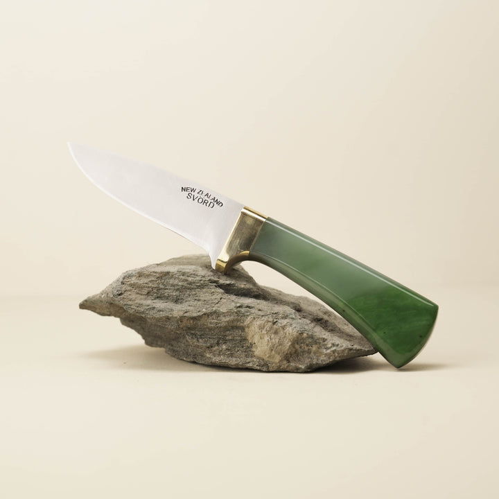 Pounamu Handle Drop Point Carbon Steel Knife