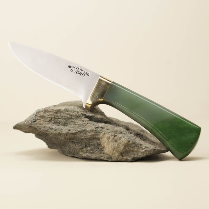 Pounamu Handle Drop Point Carbon Steel Knife