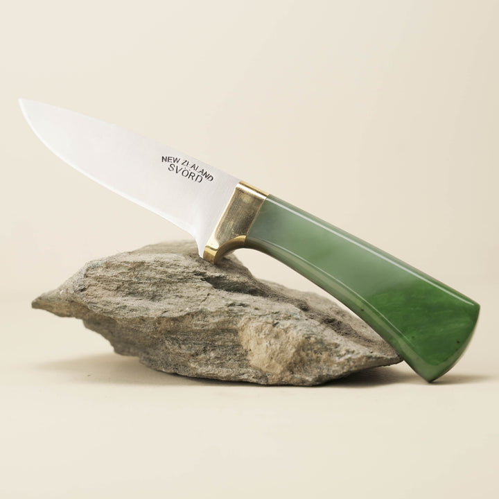 Pounamu Handle Drop Point Carbon Steel Knife